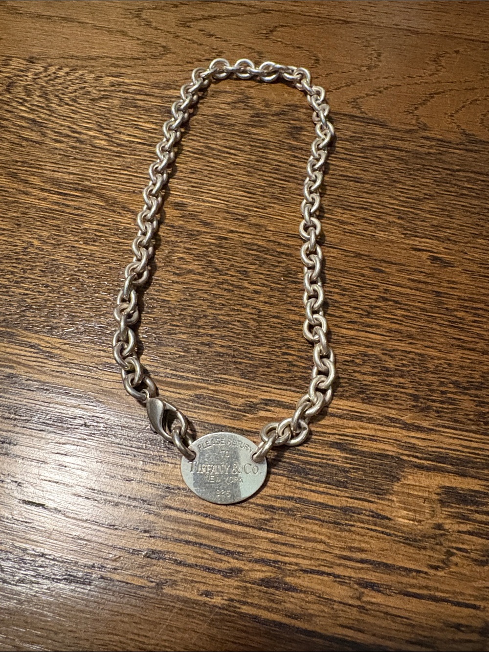 Tiffany & Co. Sterling Silver Round Tag Link Necklace